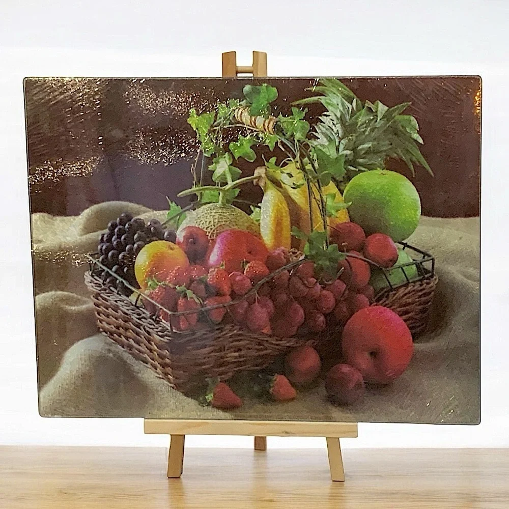 Anchor Hocking Glass Cutting Board Tempered Glass Server Fruit Basket 12x15 in